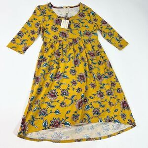 Matilda Jane Baby Doll Dress Womens Medium Yellow Long Sleeve Hi-Lo Cottagecore